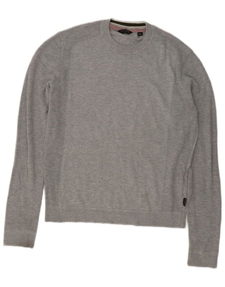 Ted Baker Herre sweater med rund hals, mellemgrå bomuld