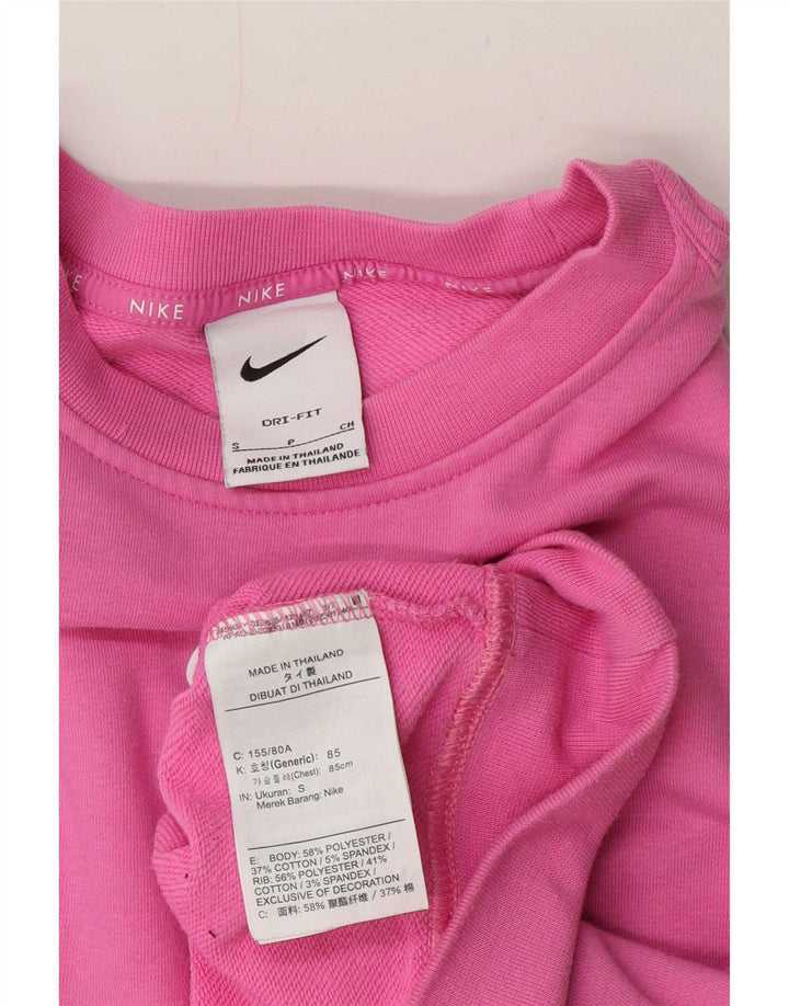 Nike Dame Dri Fit Oversized Sweatshirt Jumper UK 10 Small Pink Polyester
