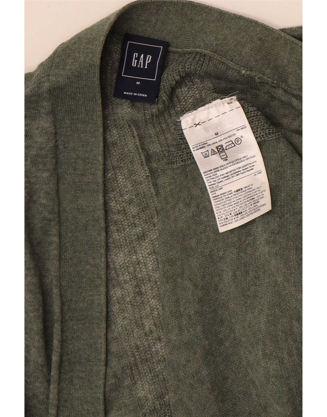 Gap Womens Open Cardigan Sweater UK 14 Medium Khaki Linen