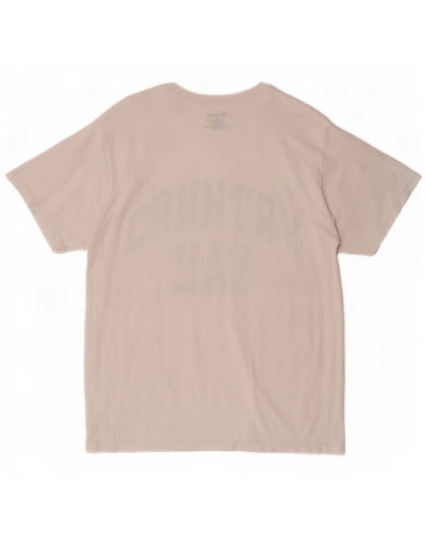 Champion Mens Graphic T-Shirt Top Medium White Cotton
