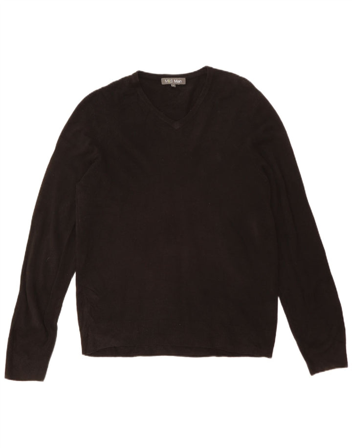 Marks & Spencer Herre V-hals sweater Stor sort akryl