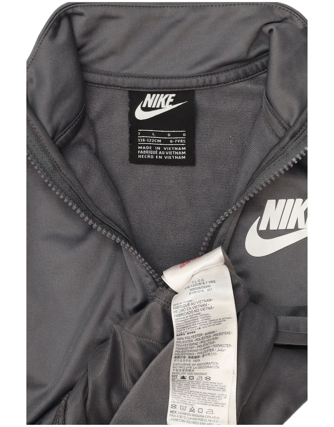 Nike drenge træningsdragt topjakke 6-7 år stor grå polyester