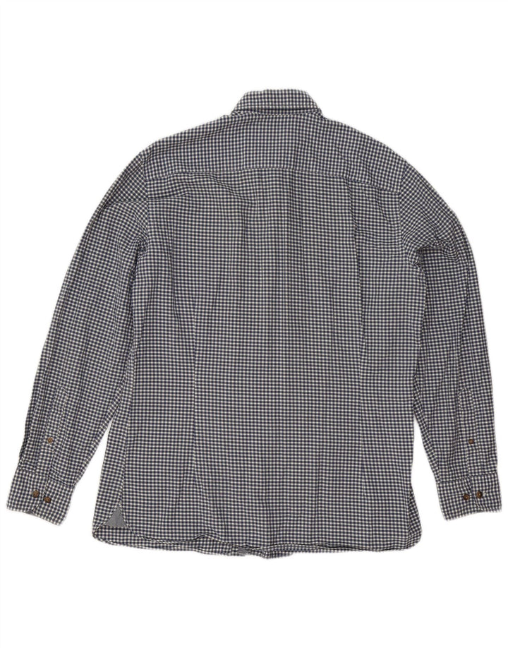 Hackett Herre Slim Fit Skjorte Large Navy Blue Gingham Cotton