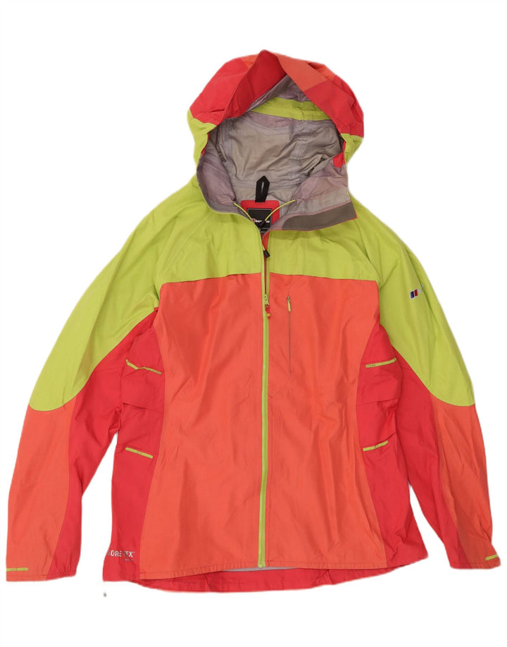 Berghaus Regnjakke med hætte til kvinder UK 16 Stor Orange Colourblock