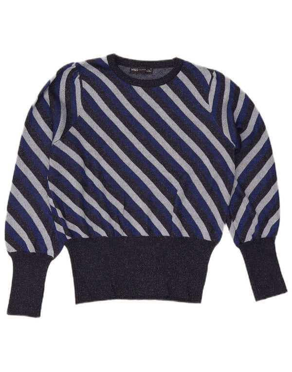 Marks & Spencer Dame Boat Neck Jumper Sweater UK 12 Medium Navy Blue