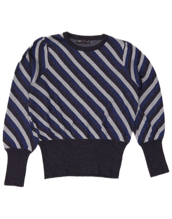 Marks & Spencer Dame Boat Neck Jumper Sweater UK 12 Medium Navy Blue