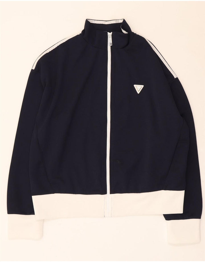Guess træningsdragt topjakke til kvinder UK 16 Large Navy Blue Colourblock