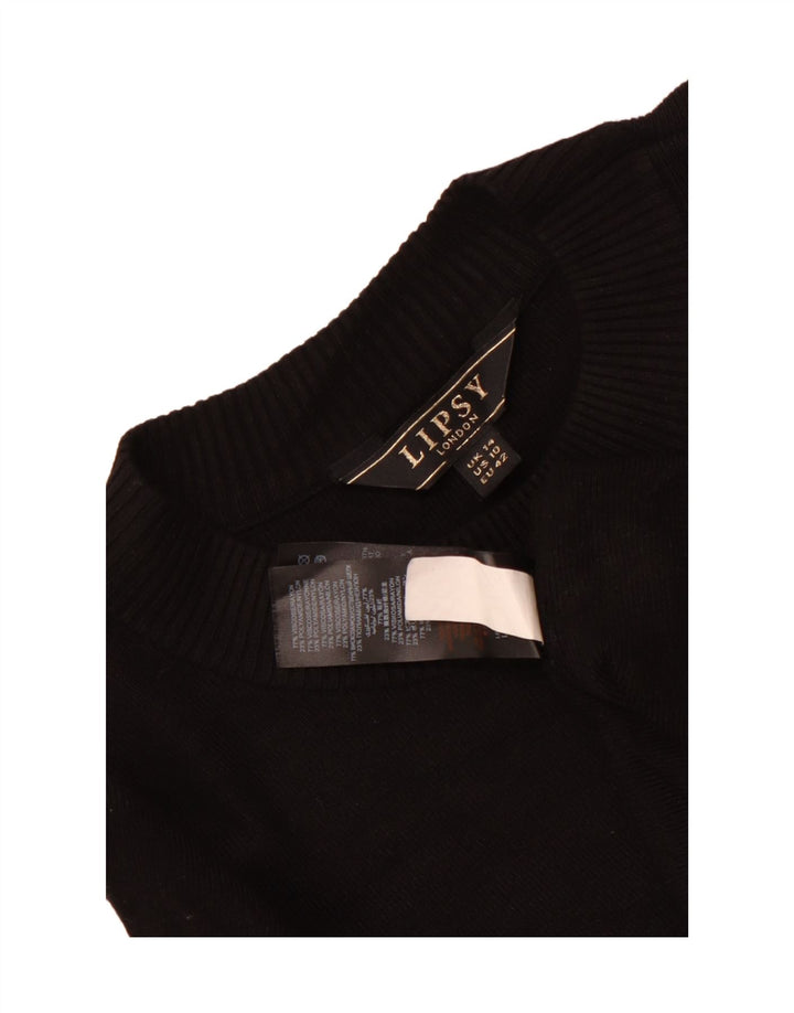 Lipsy Dame Langærmet Jumper Kjole UK 14 Stor Sort Viscose