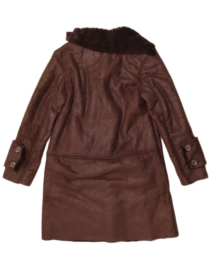 STRADIVARIUS Oversized Sherpa-overfrakke til kvinder UK 6 XS brun polyester