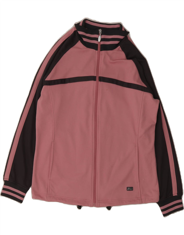 ASICS Womens Tracksuit Top Jacket UK 14 Medium Pink Colourblock Polyester Vintage Asics and Second-Hand Asics from Messina Hembry 