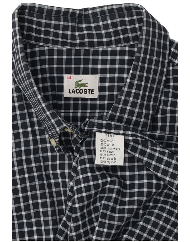 Lacoste Herreskjorte Størrelse 44 XL Navy Blue Gingham Cotton