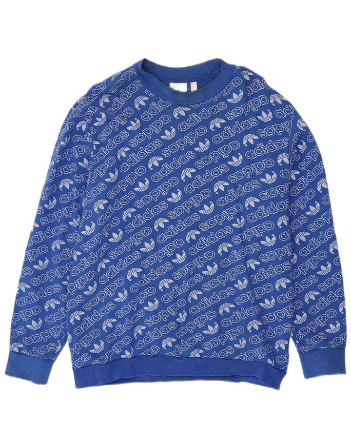 Adidas grafisk sweatshirt til mænd XL blå bomuld