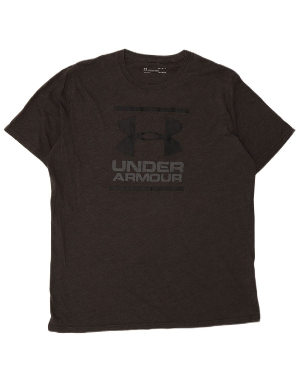Under Armour Herre Heat Gear Grafisk T-Shirt Top Stor Grå Sports