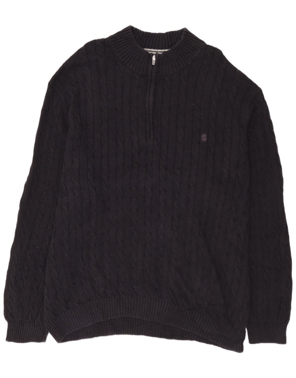 IZOD Sweater med lynlås til mænd 4XL marineblå bomuld