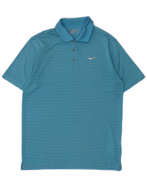 Nike Dri Fit poloshirt til mænd mellemblå nålestribet polyester