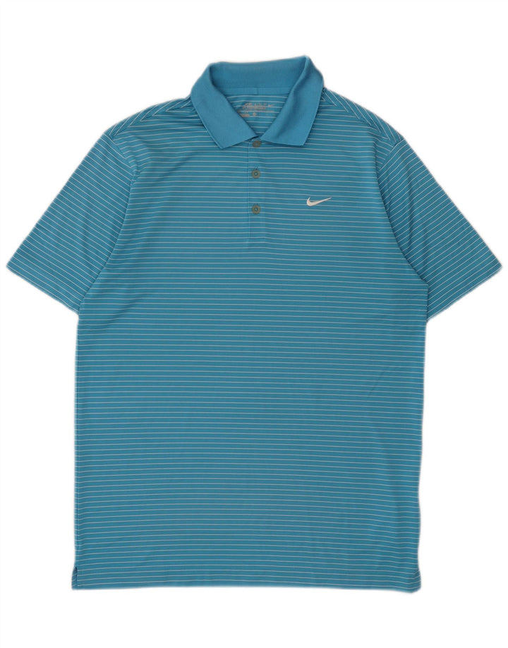 Nike Dri Fit poloshirt til mænd mellemblå nålestribet polyester