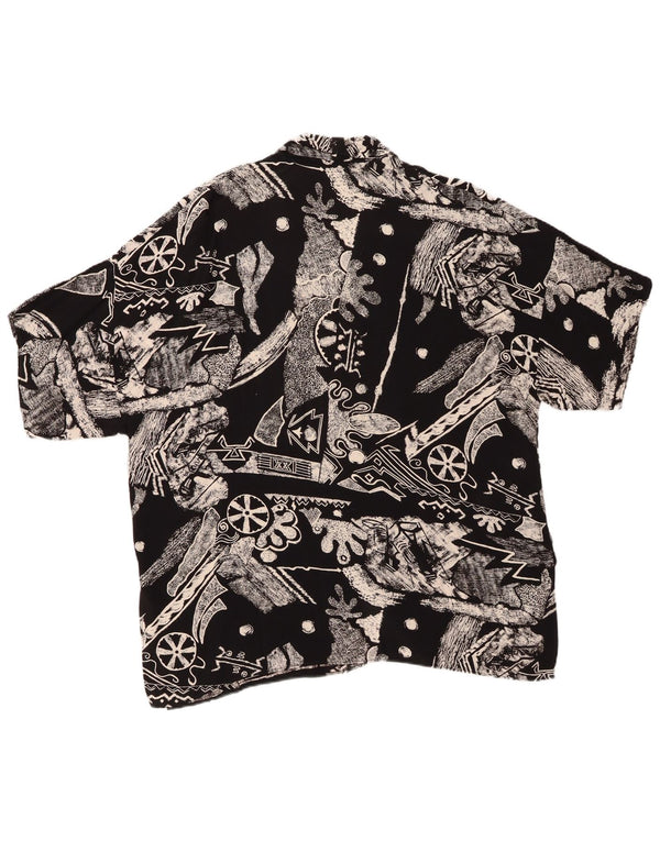 VINTAGE oversized kortærmet skjorte til kvinder IT 46 Stor sort geometrisk