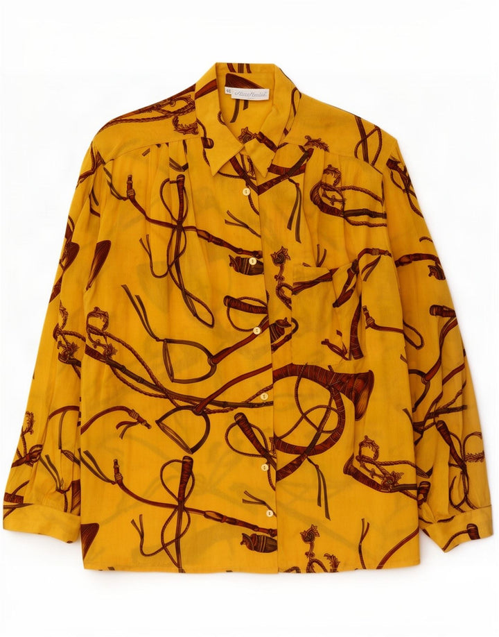 Vintage kvinders abstrakt mønster skjorte bluse IT 46 stor gul