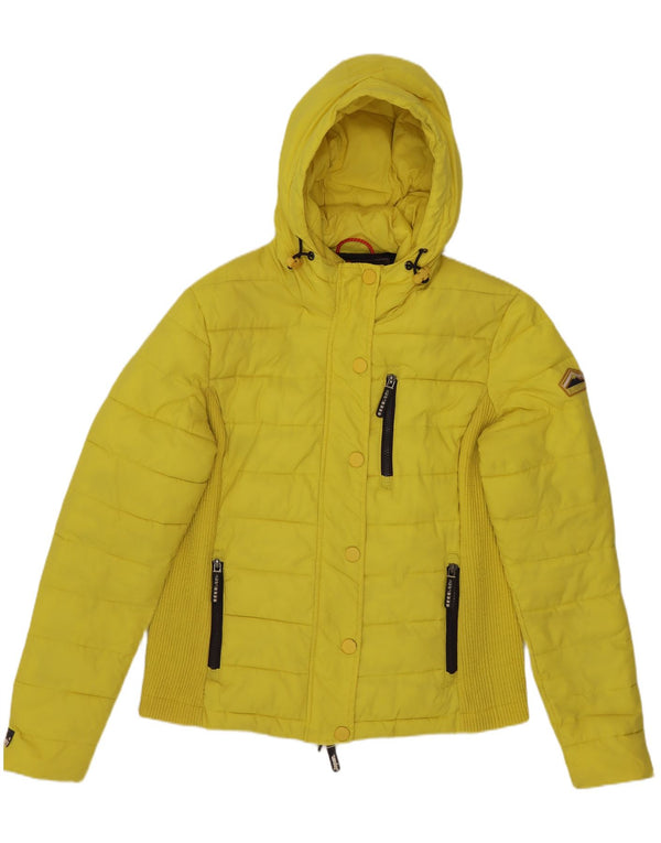 Superdry polstret hættejakke til kvinder UK 18 XL gul nylon
