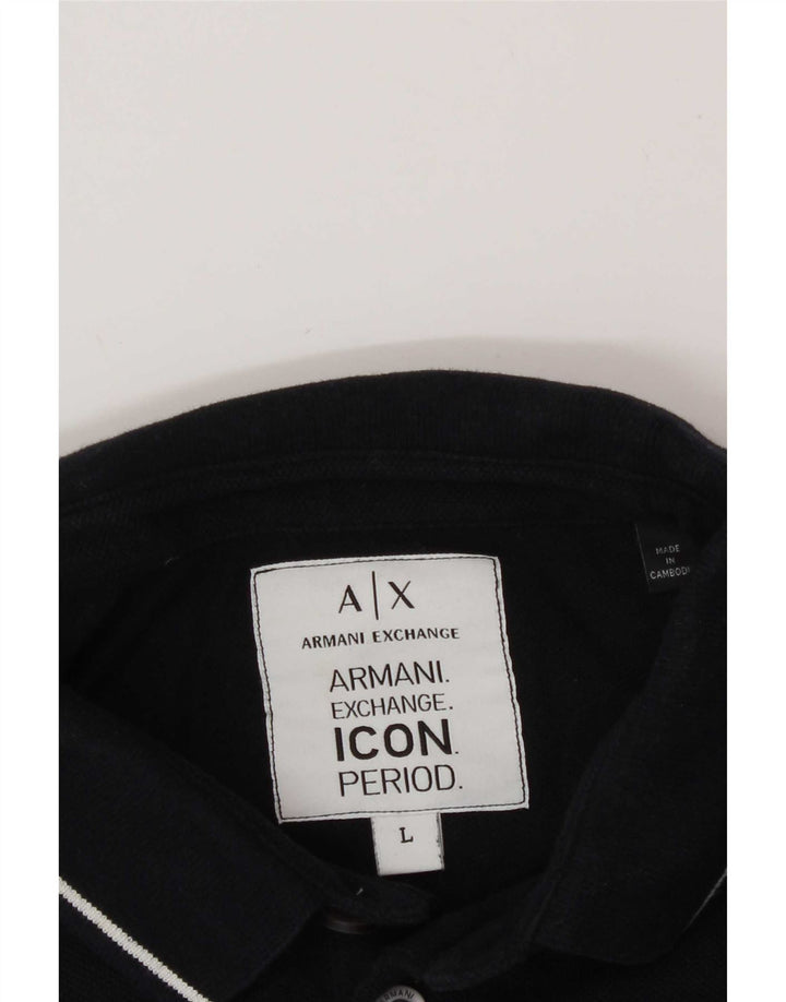 Armani Exchange Grafisk poloshirt til mænd Large Navy Blue