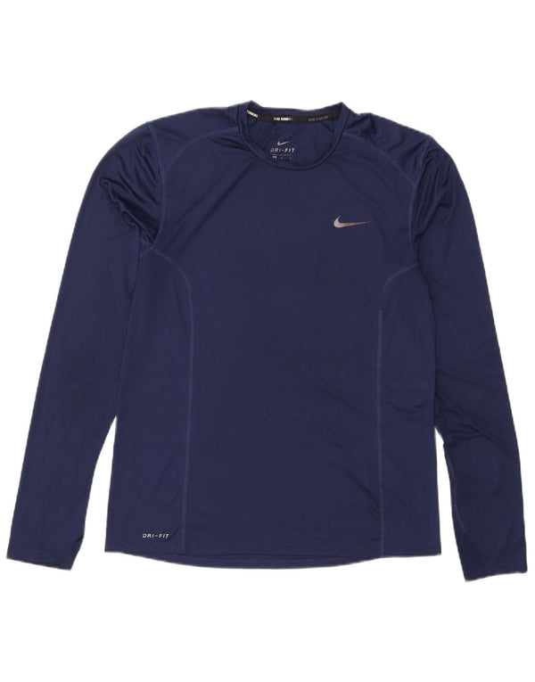 Nike Herre Dri Fit Top Langærmet Medium Navyblå Polyester