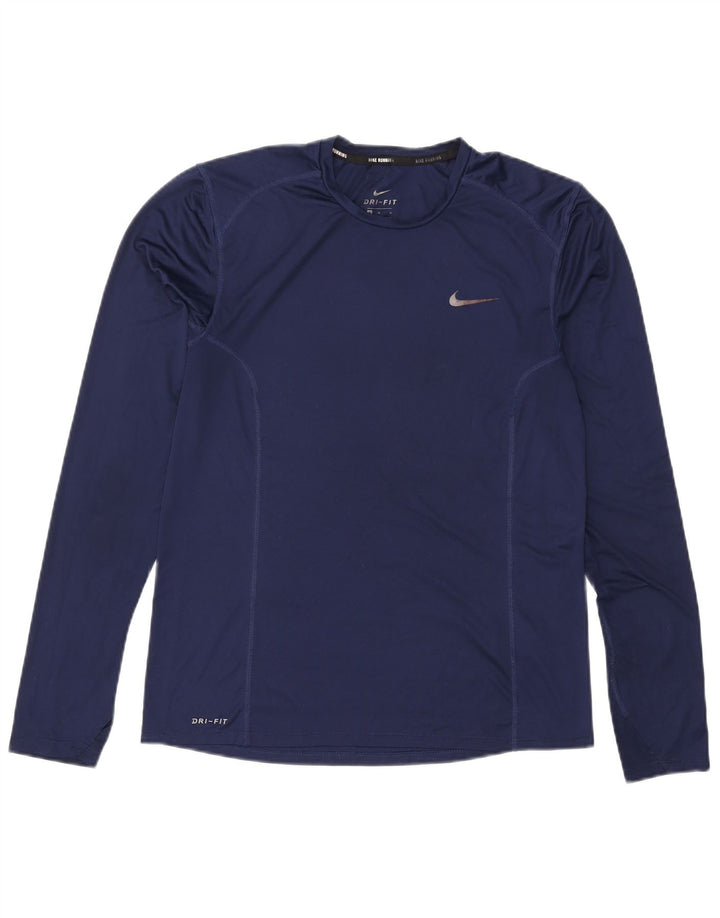 Nike Herre Dri Fit Top Langærmet Medium Navyblå Polyester