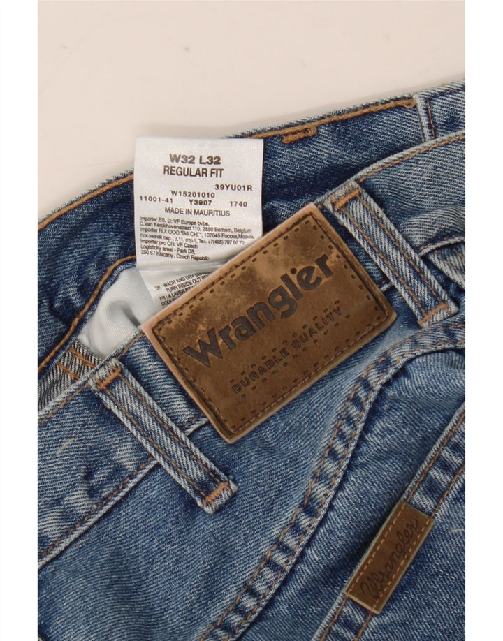 Wrangler Herre Regular Fit Straight Jeans W32 L32 Blå Bomuld
