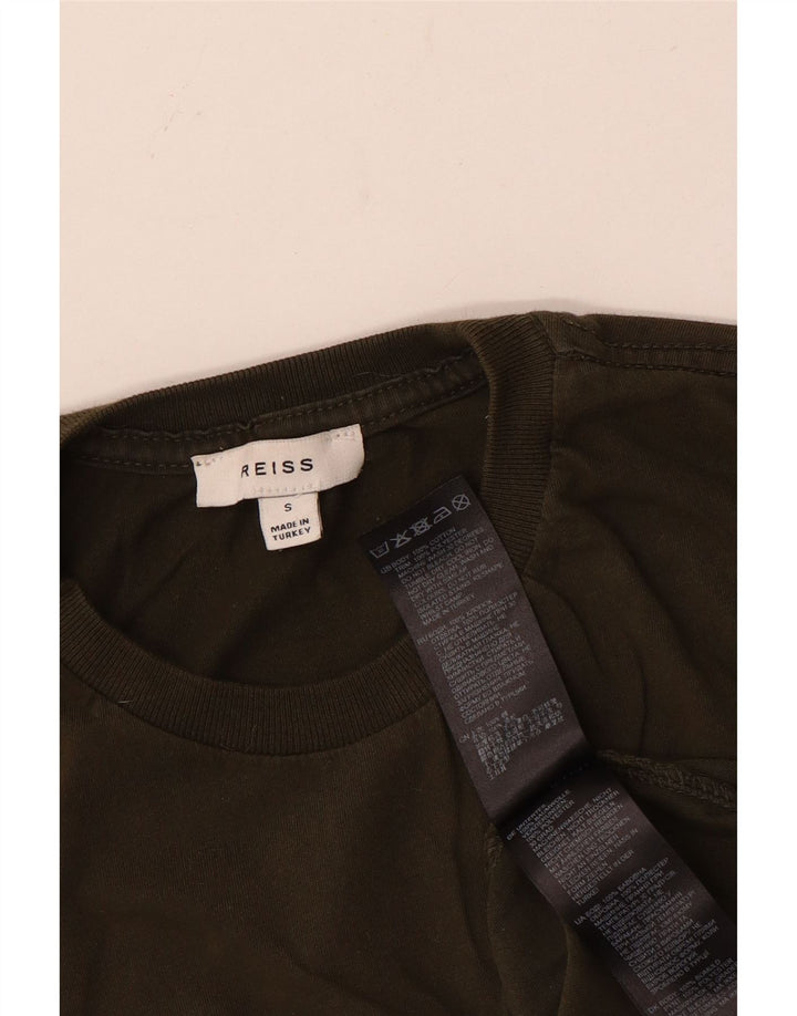REISS Herre T-shirt Top Lille Khaki Bomuld