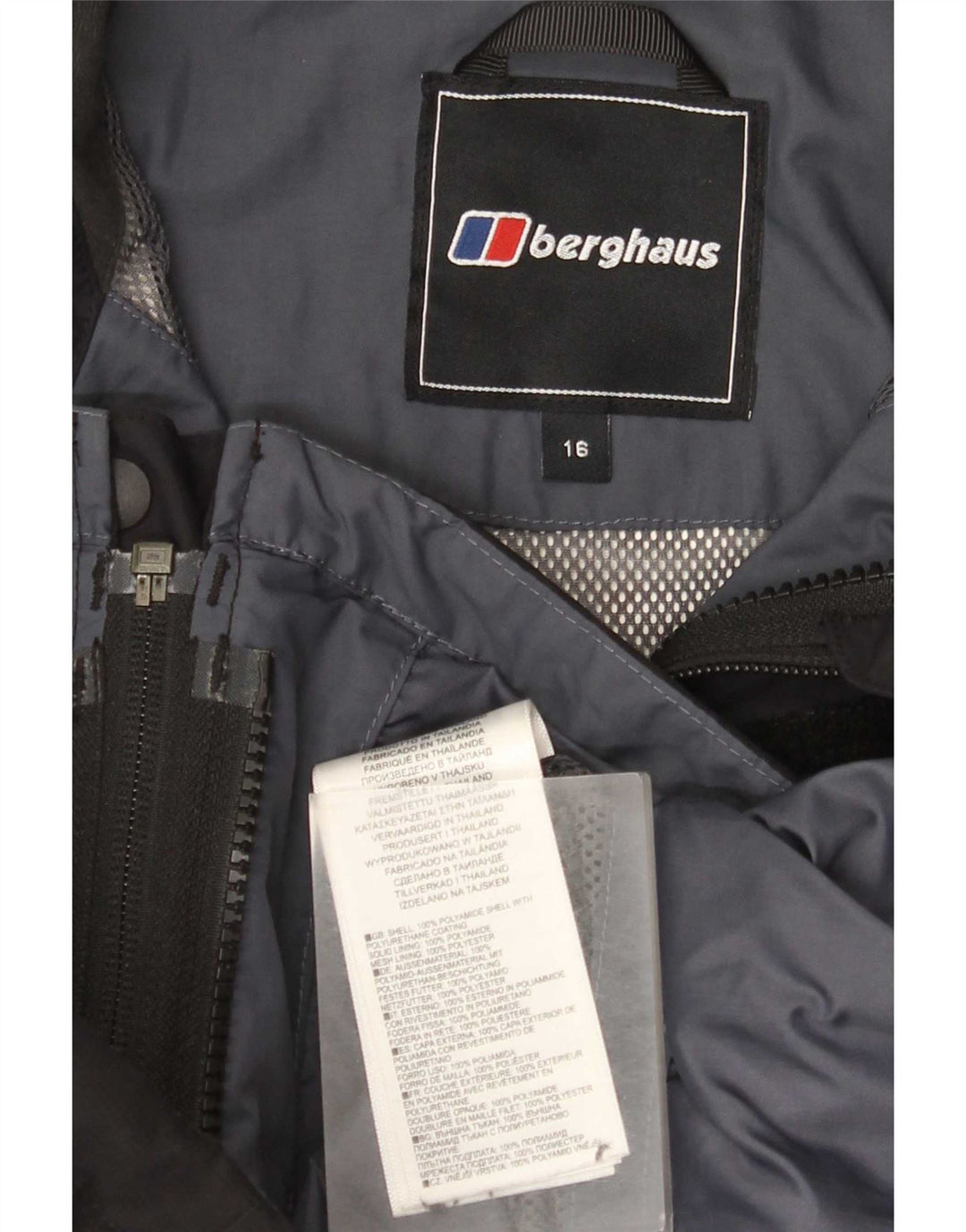 Berghaus Regnjakke med hætte til kvinder UK 16 Stor sort polyamid