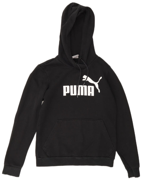 Puma Graphic Hoodie Jumper UK 10 Small Black Bomuld