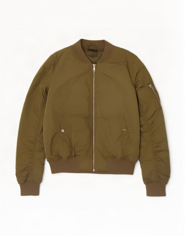 Topshop Womens Bomber Jacket UK 10 Small Khaki Polyester
