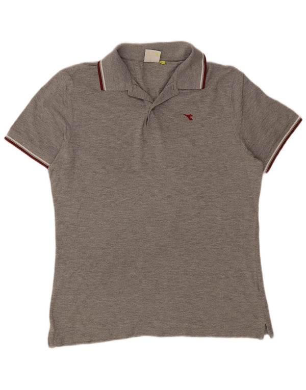 Diadora Mens Polo Shirt Large Grey Striped Cotton