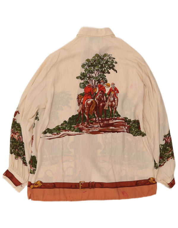 GABRI ELLE LA CAMICIA Grafisk skjortebluse til kvinder UK 16 Large Off White