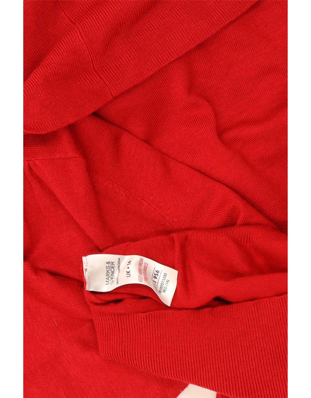 Marks & Spencer Dame Rullehals Sweater UK 14 Medium Rød Viscose