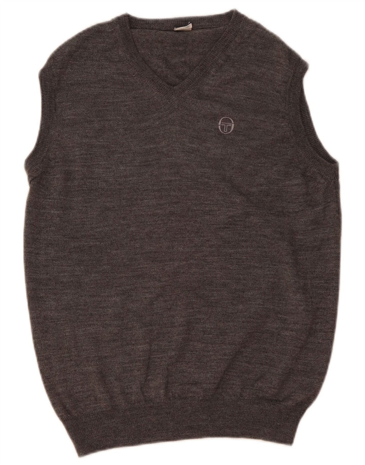 Sergio Tacchini Dame Vest Tank Top UK 14 Medium Grey Flecked Wool