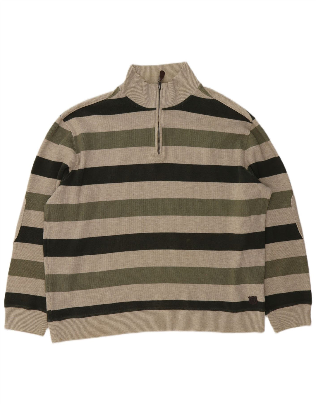 Marks & Spencer Herre Blue Harbor Zip Neck Jumper Sweater Stor Khaki