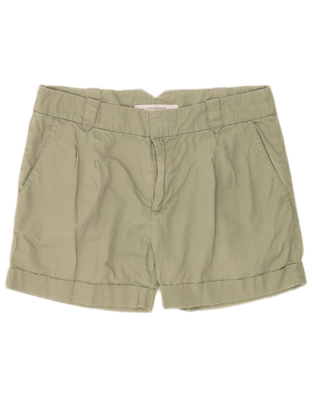 Zara Womens Pegged Chino Shorts Medium W28 Grøn bomuld
