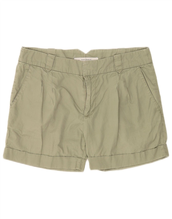 Zara Womens Pegged Chino Shorts Medium W28 Grøn bomuld