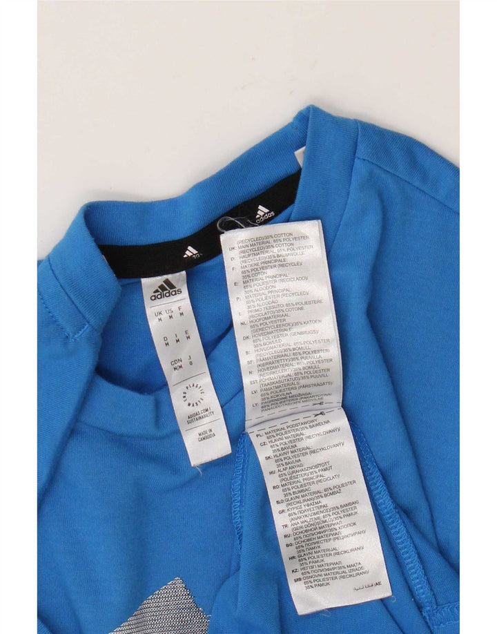 Adidas Herre Aeroready Grafisk T-Shirt Top Medium Blue Polyester