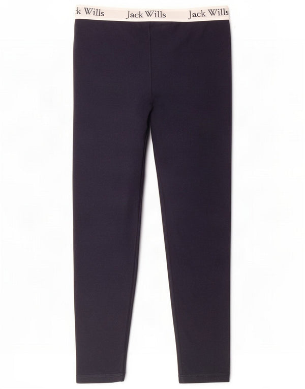 Jack Wills Womens Graphic Leggings UK 16 Large Navy Blue Colourblock Cotton