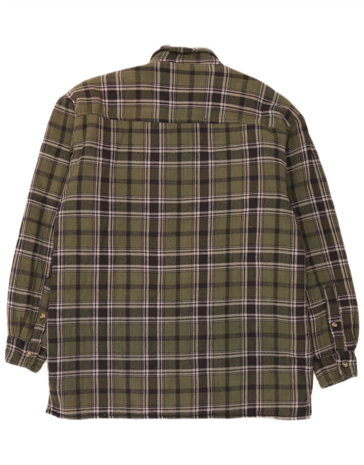 Vintage herre skovhugger flannel skjorte mellemgrøn ternet bomuld