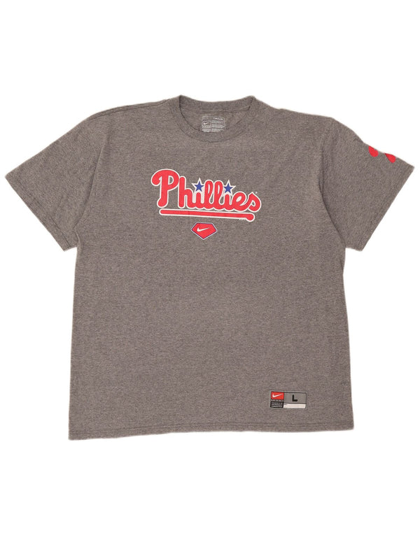 Nike Herre Philadelphia Phillies Grafisk T-Shirt Top Stor Grå Bomuld