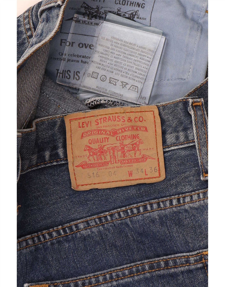Levi's Dame 516 Højtaljede Bootcut Jeans W34 L36 Blå Bomuld