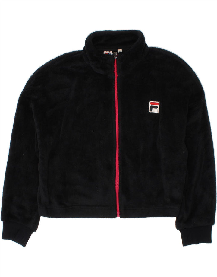 FILA Girls Fleece Jacket 11-12 Years Black Polyester Vintage Fila and Second-Hand Fila from Messina Hembry 