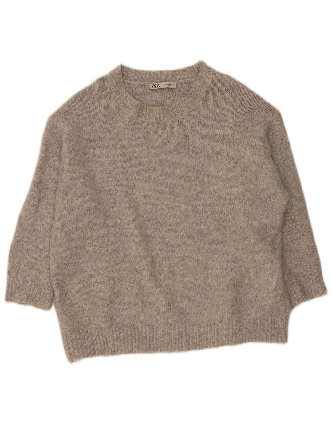 Zara Dame Oversized Boat Neck Jumper Sweater UK 14 Medium Grå Akryl