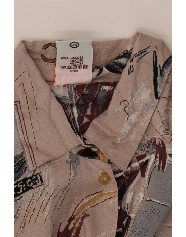 C&A Womens Clock House Grafisk Oversized skjortebluse UK 10 Small Beige