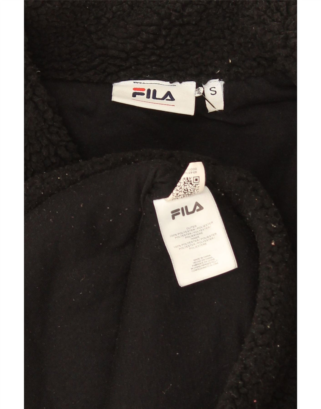Fila Dame grafisk fleecejakke UK 10 Lille sort polyester