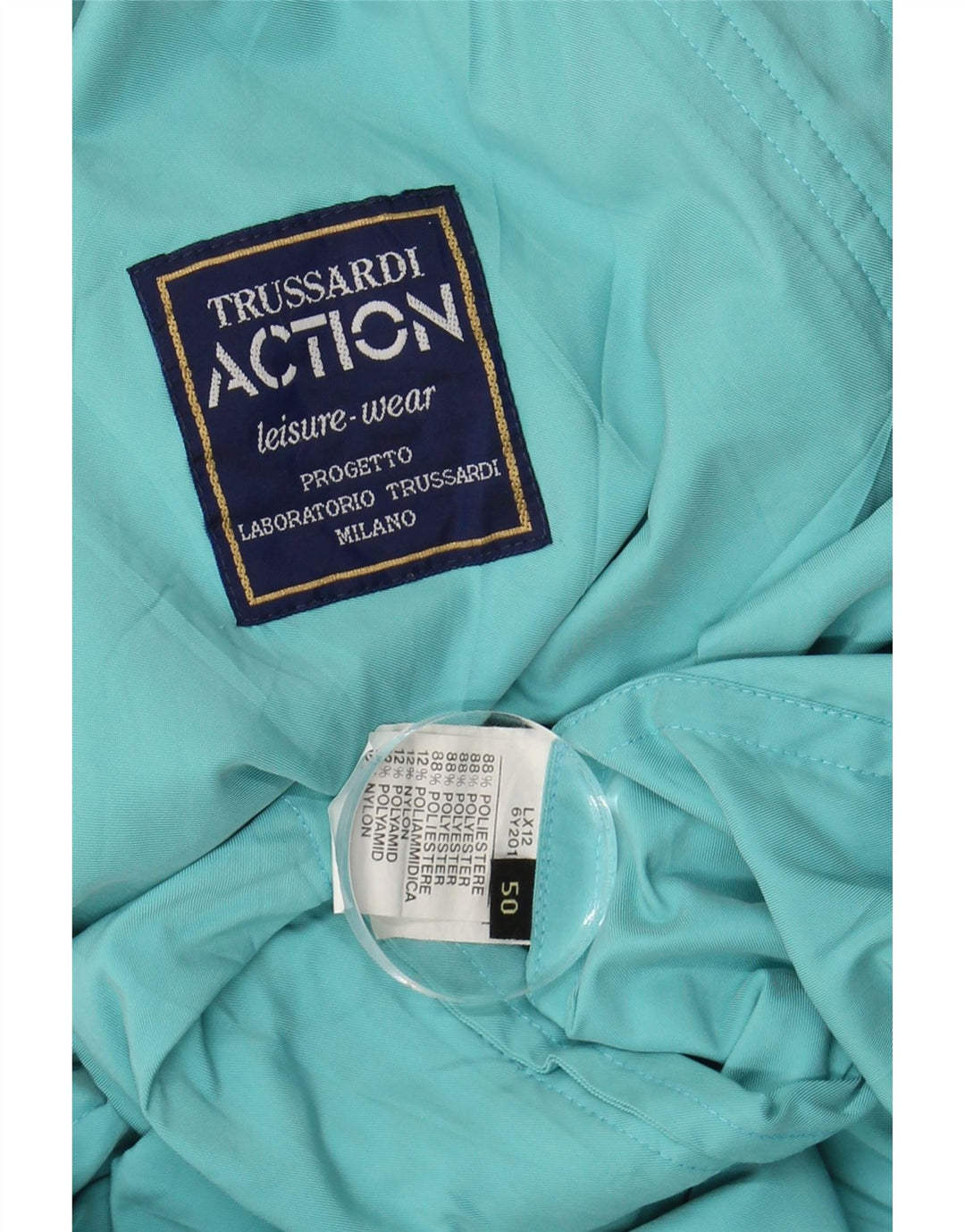 TRUSSARDI Mens Windbreaker Jacket IT 50 Large Blue Polyester