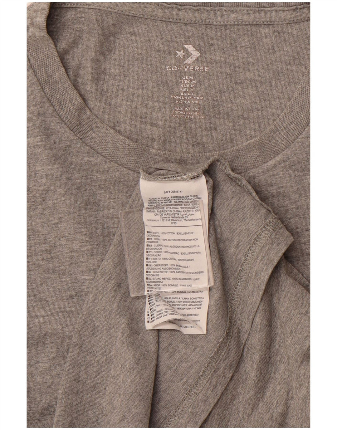 CONVERSE Herre grafisk T-shirt top mellemgrå flækket bomuld