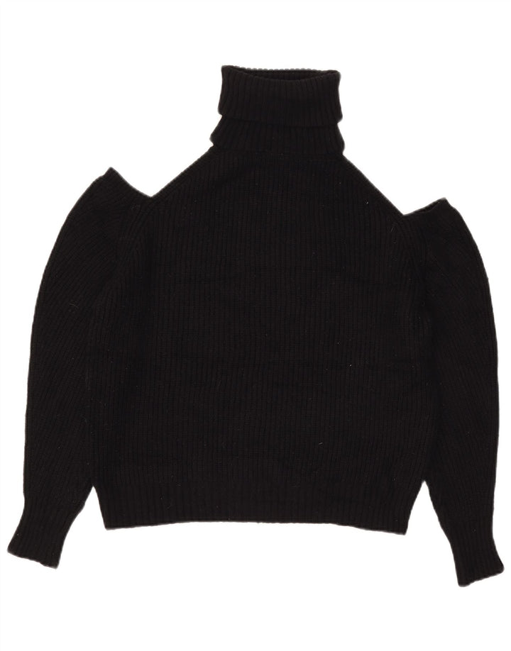 Zara Dame Off Shoulder Roll Neck sweater UK 14 Medium Black
